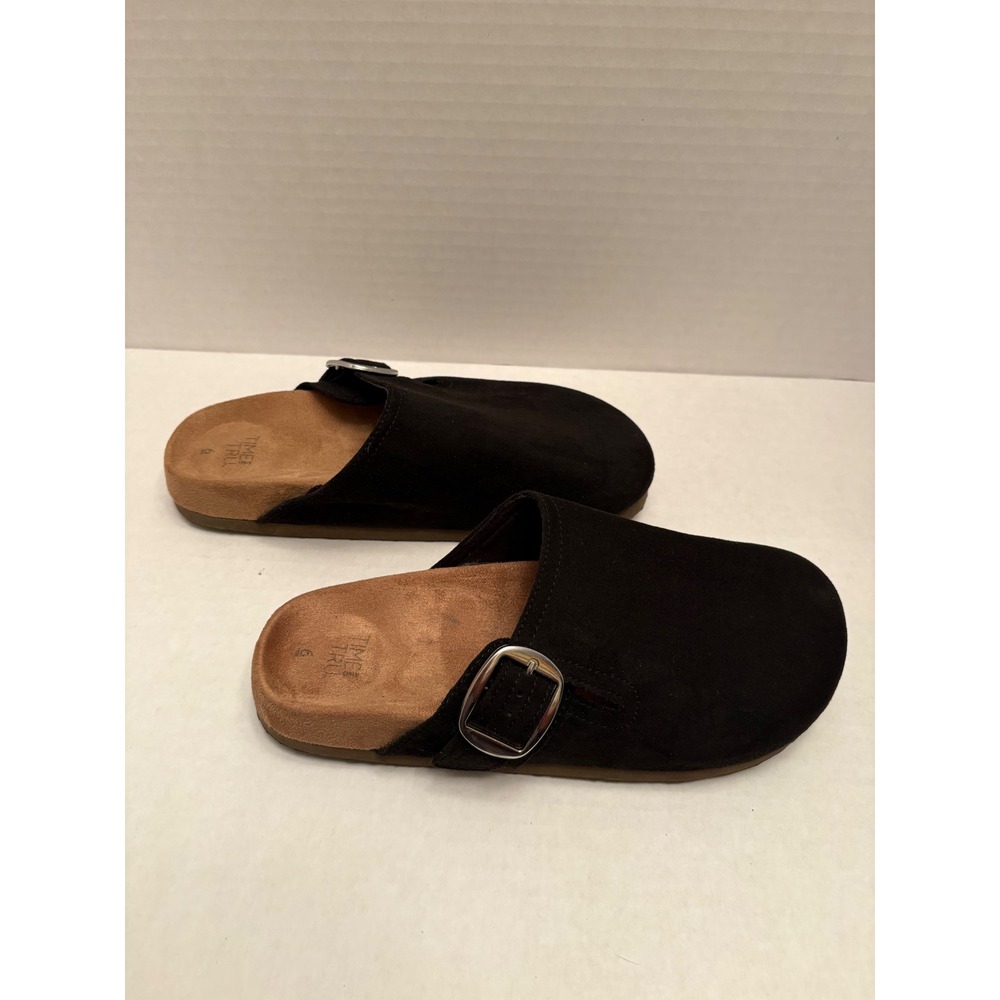 Time and Tru Womens Comfort Clogs Bundle Black Tan Faux Suede Mules Size 6 Pair - Picture 8 of 12